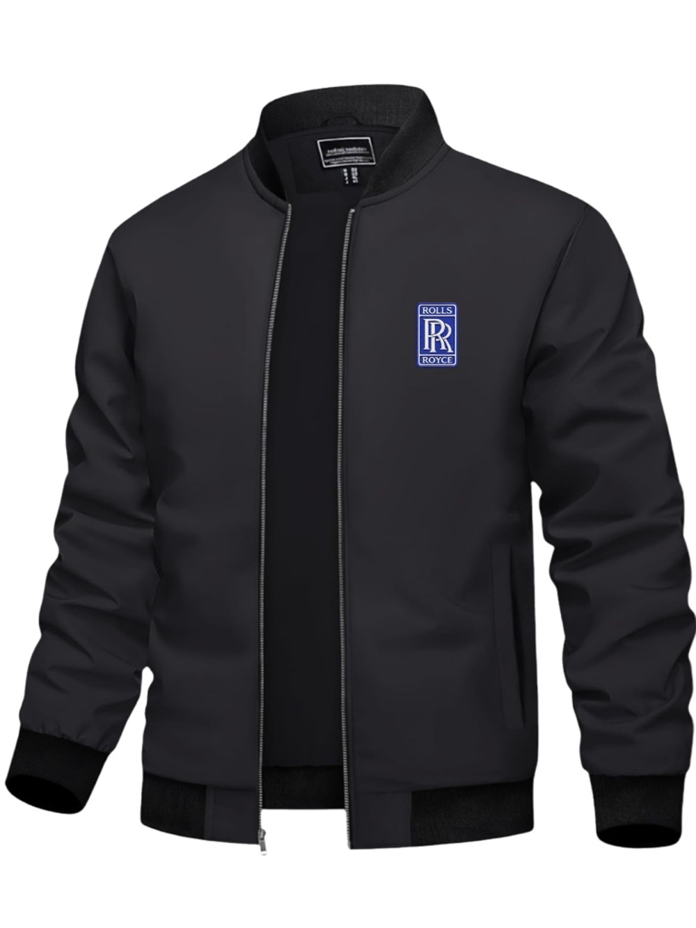 Men’s Rolls Royce Embroidered Lightweight Bomber Jacket Black